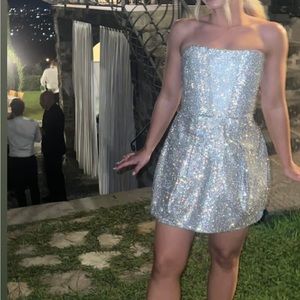 X REVOLVE Corset Mini Dress in Diamond Metal
Bronx and Banco